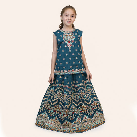 Lehenga Choli Bottle Green