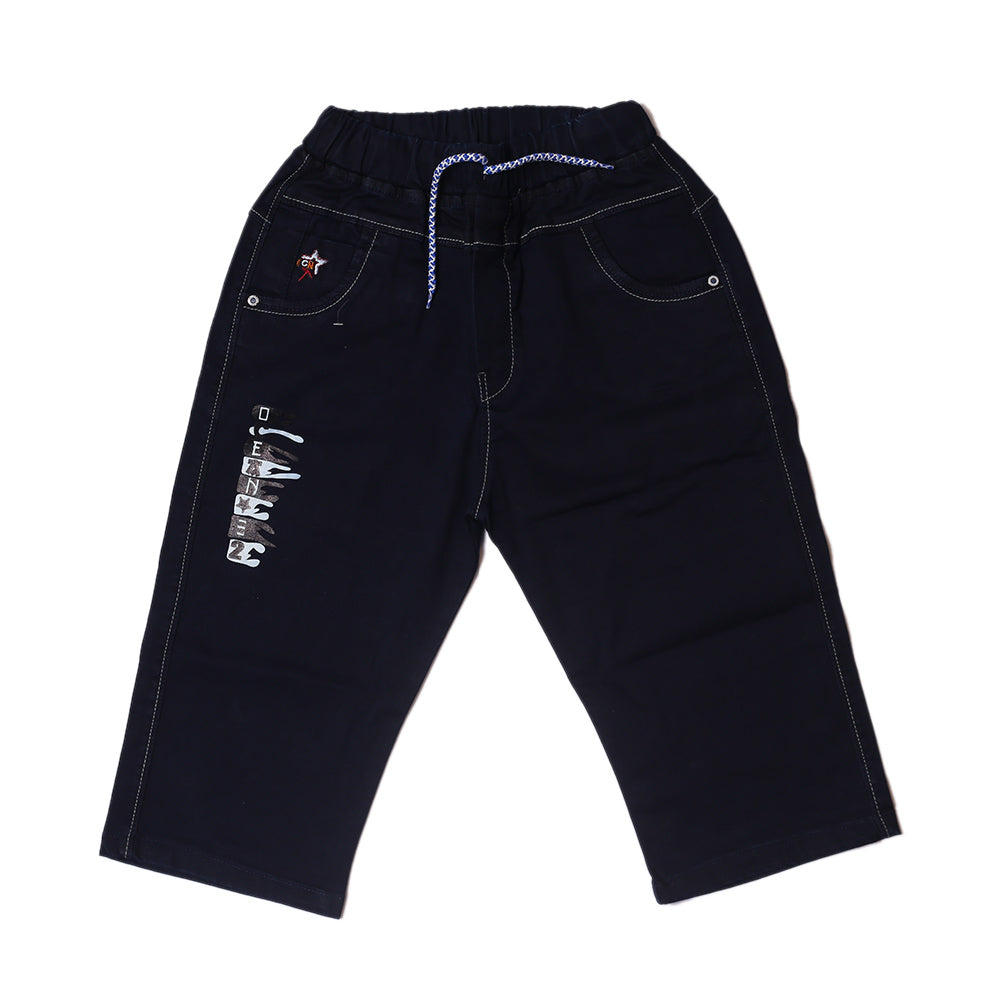 Long Shorts Cotton-Navy blue