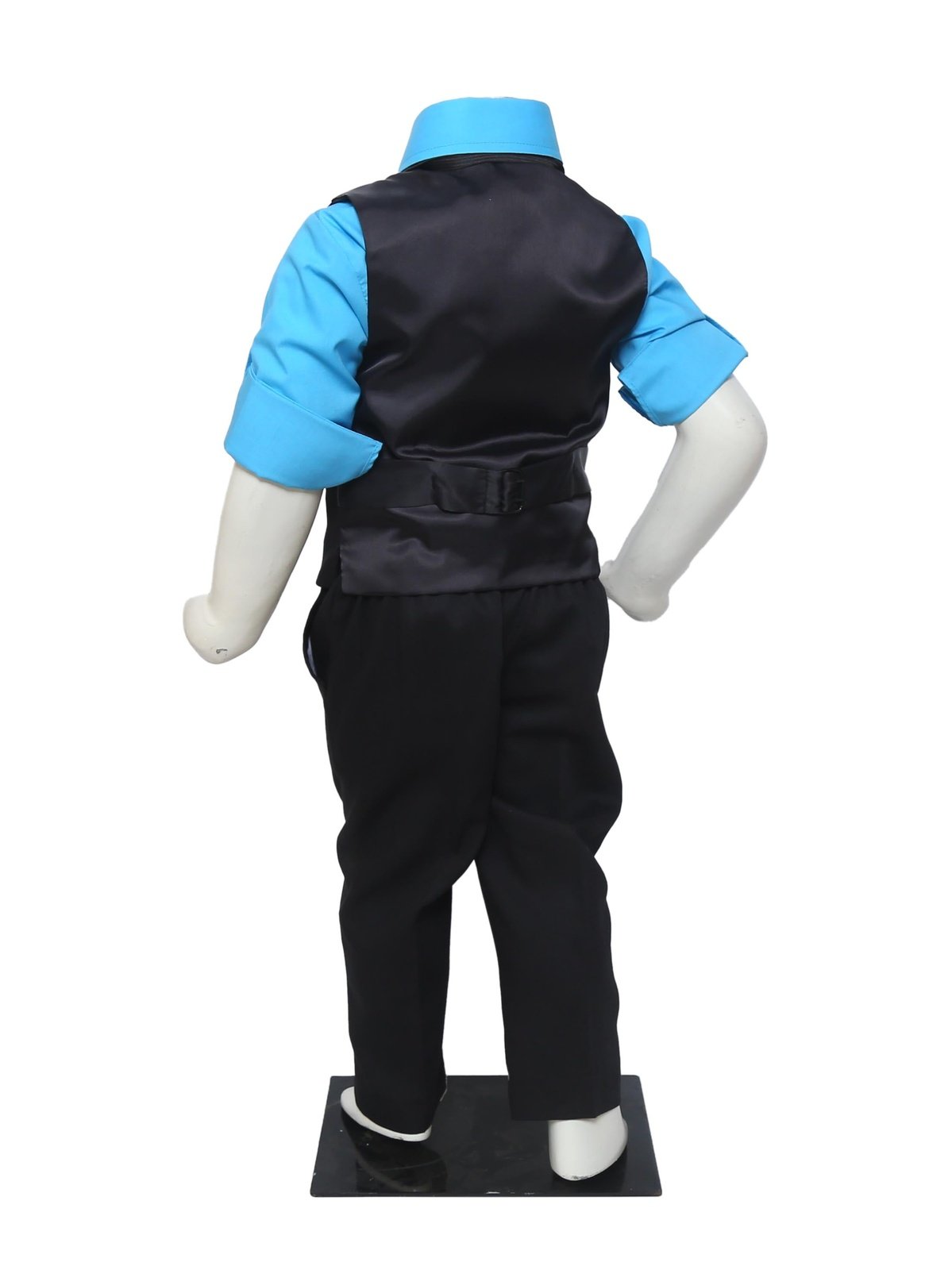 Black Waist Coat set-Blue Shirt