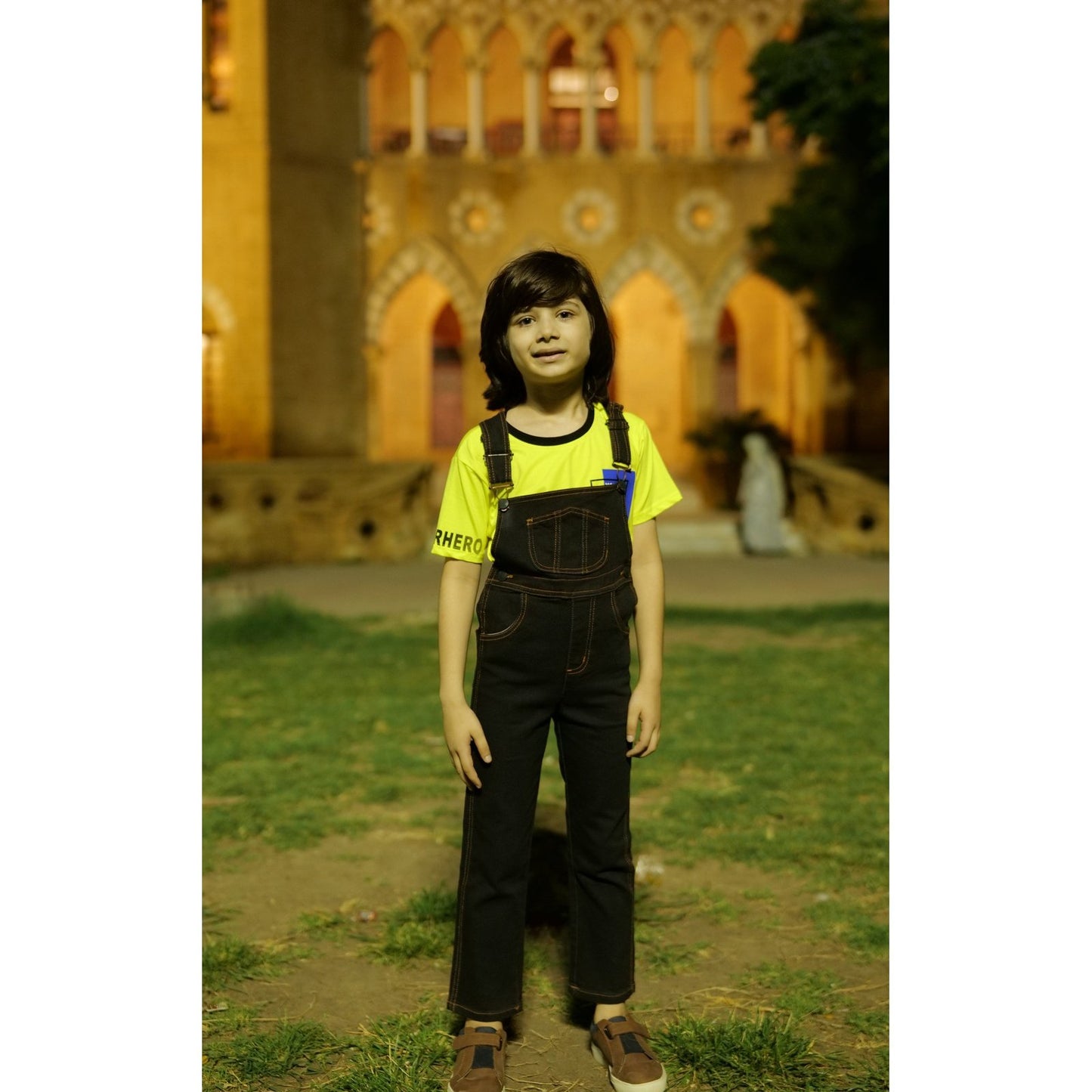 Long Kids Dungaree-Brown